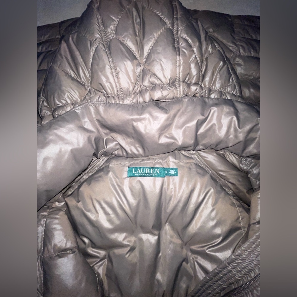 Lauren Ralph Lauren Glossy Brown Packable Down Filled Quilted Puffer Coat S - Picture 6 of 13